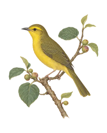 Yellow-browed Bulbul, painted after the Company School