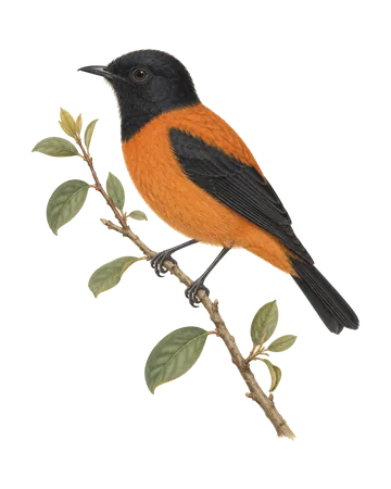 Black-and-orange Flycatcher, painted after the Company School