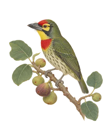 Coppersmith Barbet, painted after the Company School